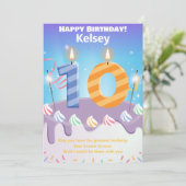 Zehn Jahre alt Happy Birthday Card personalisiert (Stehend Vorderseite)