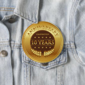 Zehn Jahre Jahrestags-Feier-Goldmedaillen- Button (Beispiel)
