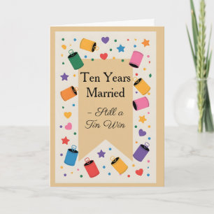 Zehn Jahre Tin & Win-Fun Hochzeitstag Karte