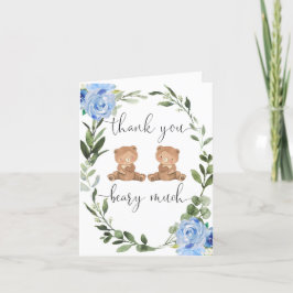 Zehn Jungen blühende Teddybären Grünpflanzen Dankeskarte