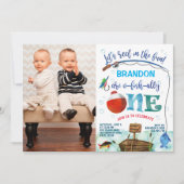 Zehn Jungen kleine Fischer 1. Geburtstag Foto Einladung (Vorderseite)