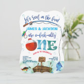 Zehn Jungen kleine Fischer Angeln Thema 1. Einladung (Stehend Vorderseite)