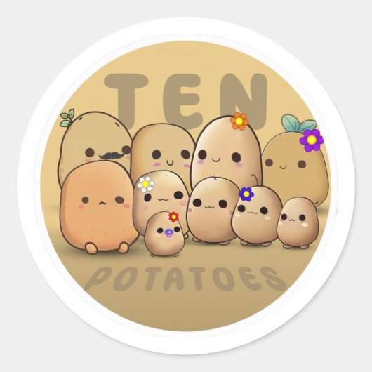 Zehn Kartoffeln Runder Aufkleber (Vorderseite)