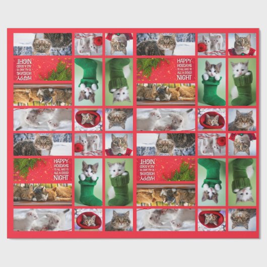 Zehn Katzen Collage Geschenkpapier (Flach)
