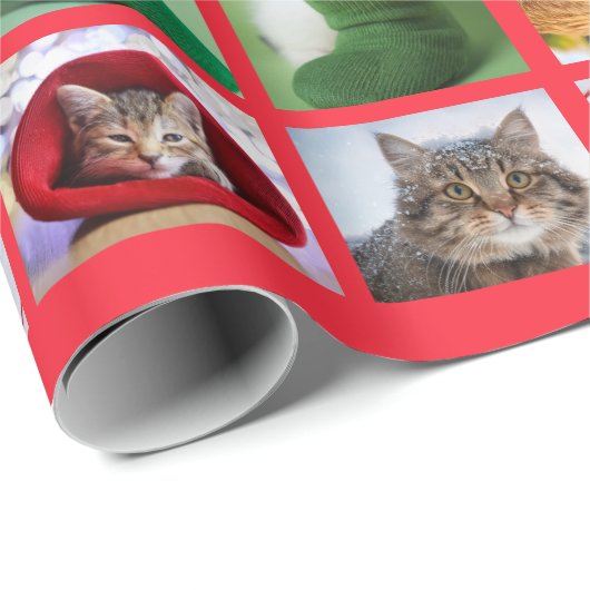 Zehn Katzen Collage Geschenkpapier (Rolleneckpunkt)
