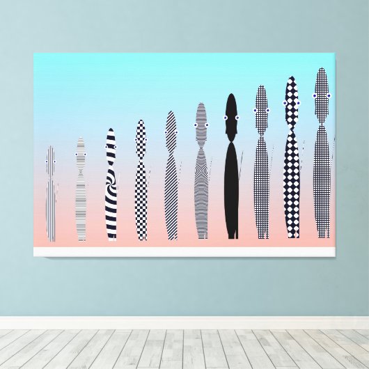 Zehn Katzen geometrisches Musterdesign  Leinwanddruck (Insitu (Holzboden))