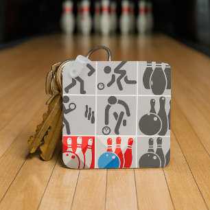 Zehn-Kegel-Bowling-Icons Sport-Schlüsselanhänger Schlüsselanhänger
