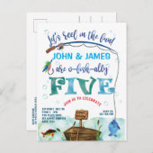 Zehn kleine Fischer zum Thema 5th o-fish Einladungspostkarte (Vorne/Hinten)