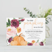 Zehn kleine Kürbis fallen florale Babydusche Einladung (Stehend Vorderseite)