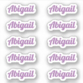 Zehn kleine Lila Curry Script Individuelle Name La Aufkleber (Vorderseite)