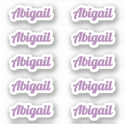 Zehn kleine Lila Curry Script Individuelle Name La Aufkleber (Vorderseite)