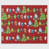 Zehn kleine Monster wrapping Paper (rot) Geschenkpapier (Flach)
