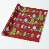Zehn kleine Monster wrapping Paper (rot) Geschenkpapier (Ungerollt)