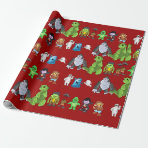 Zehn kleine Monster wrapping Paper (rot) Geschenkpapier