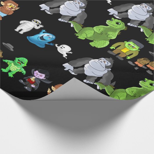Zehn kleine Monster wrapping Paper (schwarz) Geschenkpapier (Ecke)