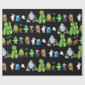 Zehn kleine Monster wrapping Paper (schwarz) Geschenkpapier (Flach)
