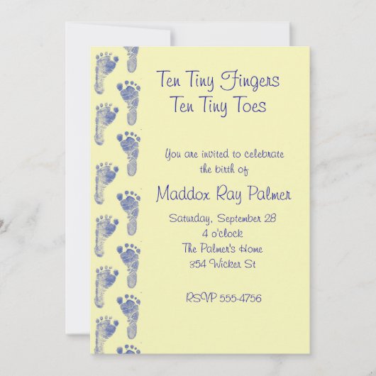 Zehn kleine Zehen Einladung (Vorderseite)