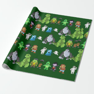 Zehn kleines Monster-Packpapier (Grün) Geschenkpapier