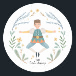 Zehn Lords a-leaping 12 Tage des Niedlichen Weihna Runder Aufkleber<br><div class="desc">Zehn Herren überspringen. Niedliche Festtage "12 Tage Weihnachten" Illustration. Karo für passende Produkte in meinem Shop. Behalt alle im selben Stil. Personalisieren, bestellen, empfangen, genießen und zurückkommen! Am zwölften Weihnachtsfeiertag schickte mir meine wahre Liebe: Zwölf Trommler trommeln, elf Piper, zehn Lords a-leaping, neun Damen tanzen, acht a-melken, sieben Schwäne a-Schwimmen,...</div>