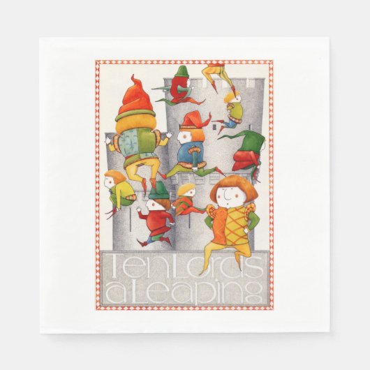 ZEHN LOREN - ein FLIEDERTES Standardmahlpapier Nap Serviette (Vorderseite)