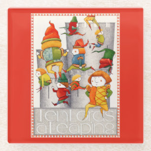 ZEHN LOREN - Eine BREITE Glasgetränkeküste - rot Glasuntersetzer