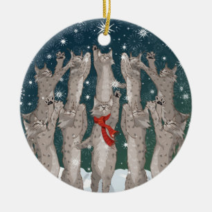Zehn Lynx a-Leaping zweiseitige Keramik Ornament