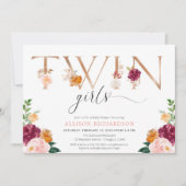 Zehn Mädchen Rose goldbordeauxfarbene Dusche Einladung (Vorderseite)