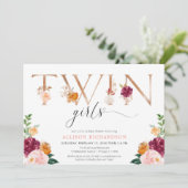 Zehn Mädchen Rose goldbordeauxfarbene Dusche Einladung (Stehend Vorderseite)