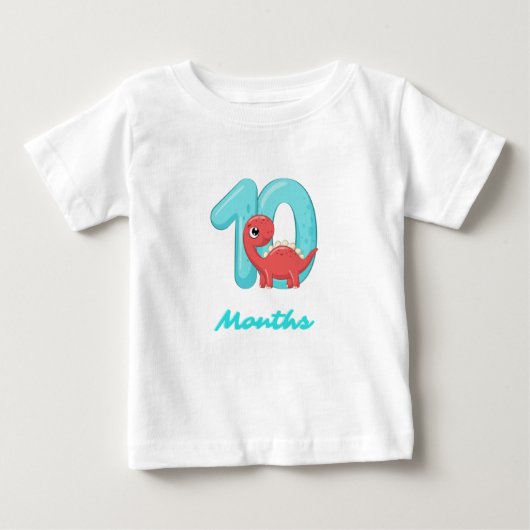 Zehn Monate niedlicher Dinosaurier Baby T - Shirt (Vorderseite)