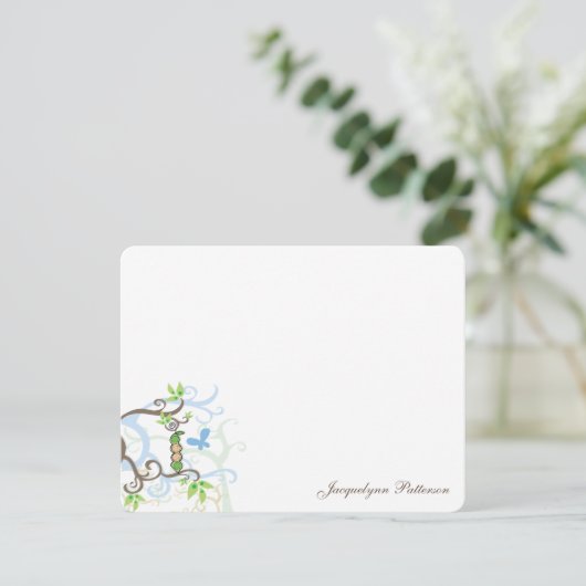 Zehn Niedliche Baby Boys Whimsical Blue Peas in Po Dankeskarte (Stehend Vorderseite)