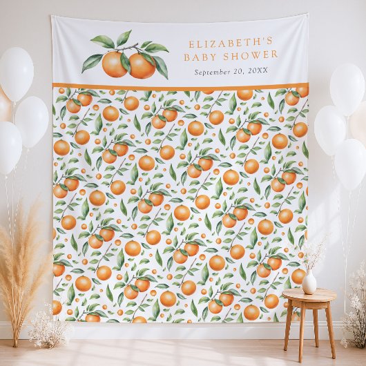 Zehn Orange Babydusche Hintergrund Wandteppich