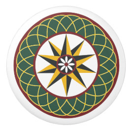 Zehn-Punkte-Star Gitter Amish Dutch Hex Sign Knob Keramikknauf