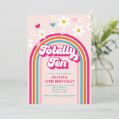 Zehn Rainbow 10. Geburtstag Einladung (Stehend Vorderseite)