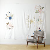 Zehn Rosa Blush Bloral Heiliger Kommunion Foto Pro Wandteppich (Beispiel (Horizontal))