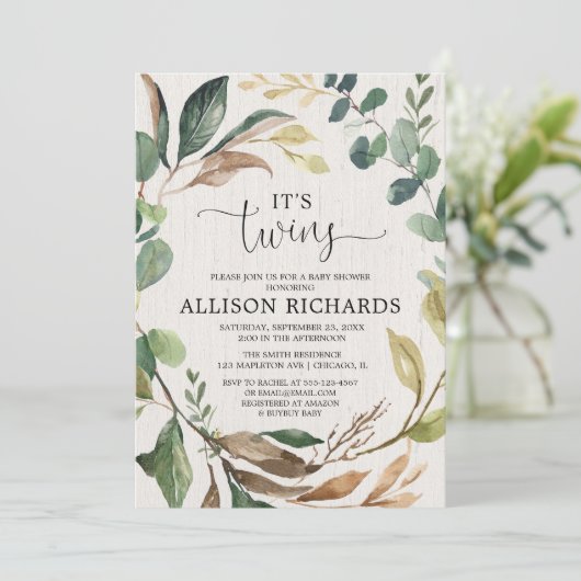 Zehn rustikale Babydusche geschlechtsneutrale Herb Einladung (Stehend Vorderseite)