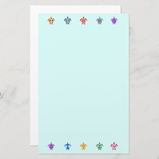 Zehn Schildkröten Niedliche farbenfrohe Meereswelt Briefpapier (Vorne/Hinten)