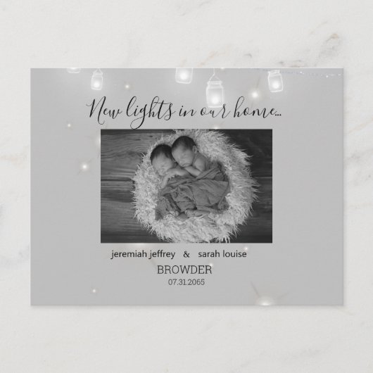 Zehn Schwarz-Weiß-Foto Geburtserklärung Ankündigungspostkarte (Vorderseite)