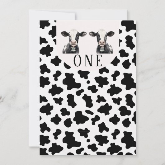 Zehn Schwarze Kuh Print Arch Heilige Kuh 1. Geburt Einladung (Rückseite)