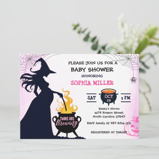 Zehn sind Braudusche Hexenmeister Halloween Cauldr Einladung (Stehend Vorderseite)