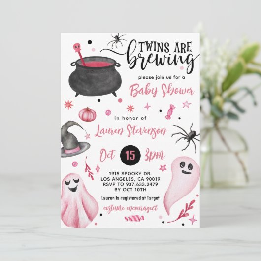 Zehn sind Brechen Halloween Baby Shower Einladung (Stehend Vorderseite)