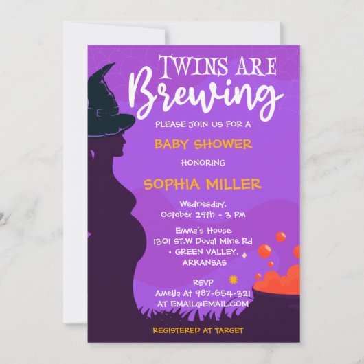 Zehn sind Brechen Halloween Hexe Baby Shower Invi Einladung (Vorderseite)