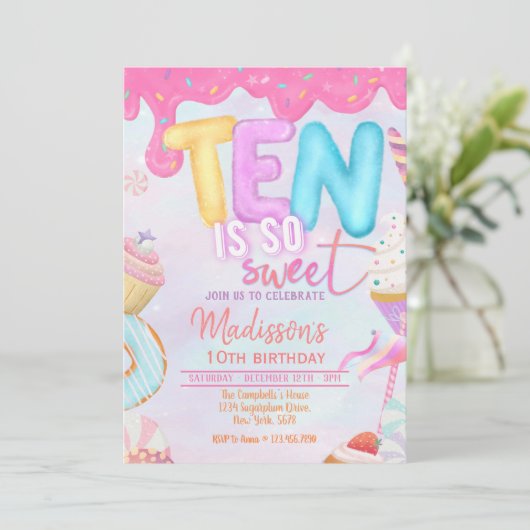 zehn sind so süß einladung (Stehend Vorderseite)