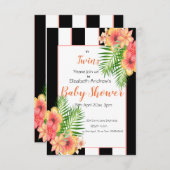 Zehn Stripte Blumendusche Einladung (Vorne/Hinten)