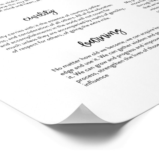 Zehn Tugenden: Unsere Herzen und Zuhause heilen Poster (Ecke)