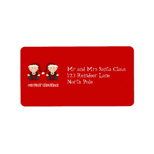 Zehn: Unser erstes Weihnachten individuell anpassb Adressaufkleber (Vorne)