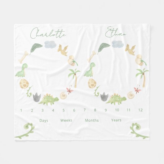 Zehn Wachstumsförderer Geschlechtsneutrale Dinosau Fleecedecke (Vorderseite (Horizontal))