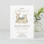 Zehn Winter ONEderland Deer Baby's 1. Geburtstag Einladung (Stehend Vorderseite)