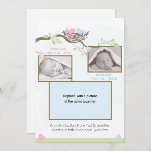 Zehnjahresankündigung - Baby Boy & Girl Ankündigung (Vorne/Hinten)