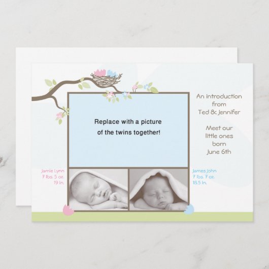 Zehnjahresankündigung - Baby Boy & Girl Ankündigung (Vorne/Hinten)