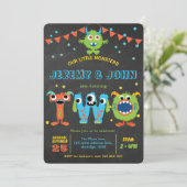 Zehnjahressieger niedliches Monster-Party Einladung (Stehend Vorderseite)